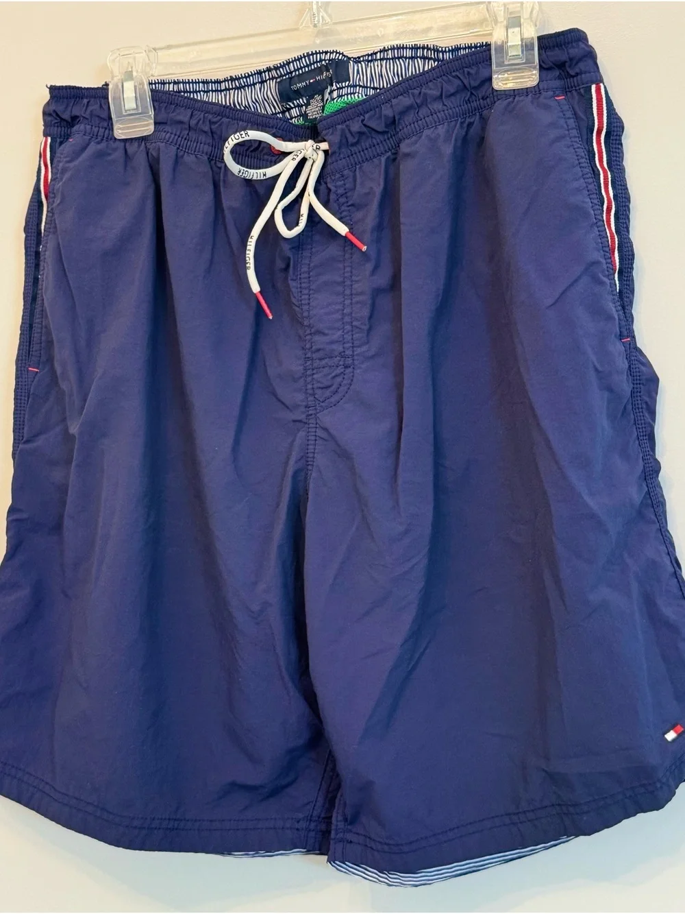 Tommy Hilfiger Navy Swim Trunks with Red & White Trim